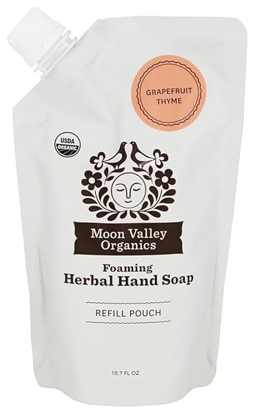 MOON VALLEY ORGANICS – FOAMING HERBAL HAND SOAP 3X REFILL POUCH UNSCENTED – 10.7 OZ.