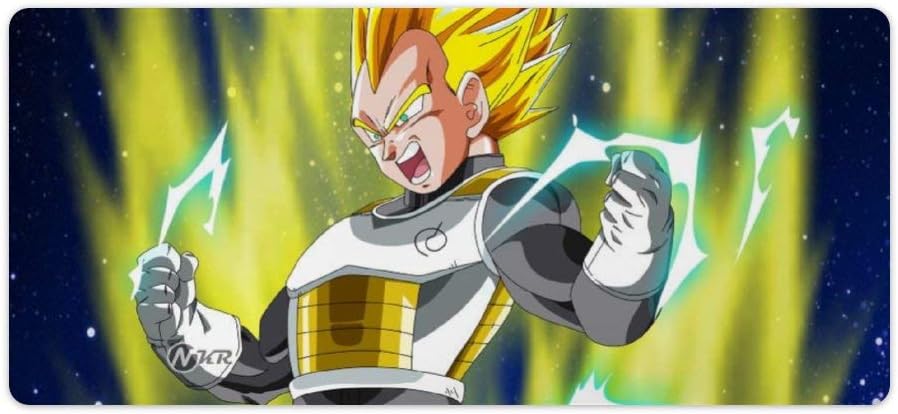 Large Mousepad,Gaming Mouse Pad 3D Print,Keyboard and Mouse Pad Locking Table Mat,Waterproof Desk Mat for Office and Home,Dragon Ball Vegeta Super Saiyan,40X90Cm