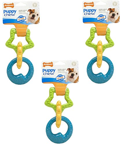 (3 Pack) Nylabone Just For Puppies Triple Teething Ring Chew Toy