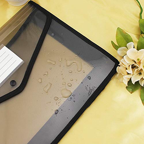 Plastic Wallet, A4 Plastic File Wallet Document Folder Premium Poly Pockets Envelope with Business Card Holder (Pack of 5)