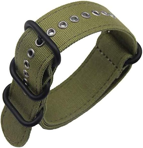 SIFEIRUI Army Green Canvas NATO Watch Strap 18mm Zulu Style Band with