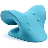 Gstrlinen Neck & Shoulder Relaxer Cervical Traction Device for TMJ Relief, Chiropractic Neck Stretcher Pillow for Cervical Spine Alignment and Tension Release (Blue)