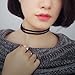 Two Strands Simple Western Style Black Velvet PU Leather Choker Necklace For Women Girl Lady