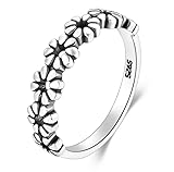 BORUO 925 Sterling Silver Ring, Daisy Flower