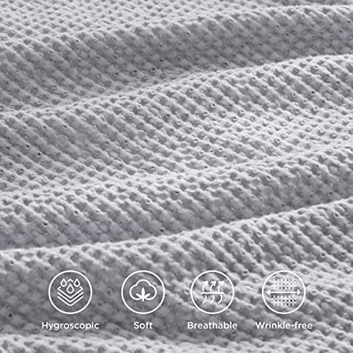 Bedsure Cotton Duvet Cover Queen 100 Cotton Waffle Weave Grey Duvet