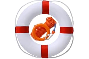 LIANXIAW 20 Inch Life Preserver Ring with Water Floating Lifesaving Rope 98.4FT Set, Swim Foam Ring Buoy Swimming Pool Safety Throwing Ring Rope Rescue Lifeguard Wall Decoration