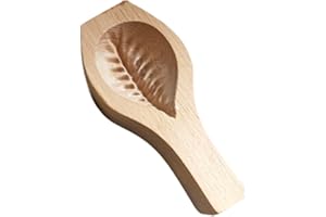LeeQinersw Mamoul Cookies Stamp Hand Press Wooden Carved for Making Date Filled Cookies for Easter, Large Leaves