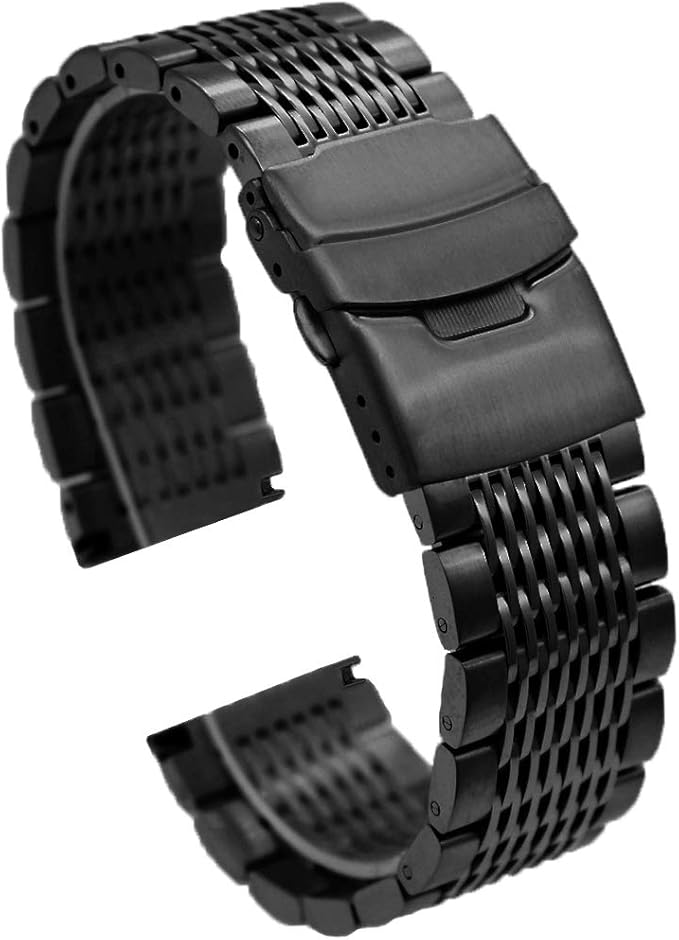 Silver Black Premium Stainless Steel Watch Band Mesh Watch