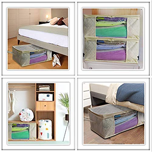 Woffit Foldable Storage Bag Organizers, Large Clear Window & Carry Handles, Great for Clothes, Blankets, Towels, Winter & Summer Clothing, Closets, Bedrooms, Under Bed & More (Large) - Thumbnail 4