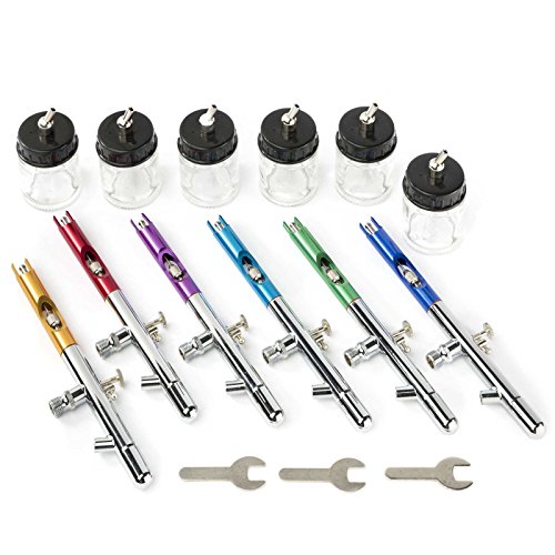 PointZero PointZero PZ-12XS Dual-action Six Airbrush Set w/Carry Case