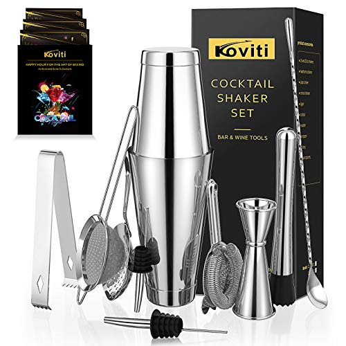 Cocktail-Shaker – Koviti 12-teiliges Barkeeper-Set – Cocktail-Shaker aus Edelstahl, Premium-Barwerkzeuge: Martini-Shaker…