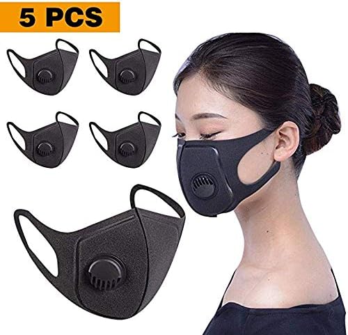 5 Pack Face Cover with Breathing – Washable, Reusable Face Cover – Protection from Dust, Pollen, Other Airborne Irritants