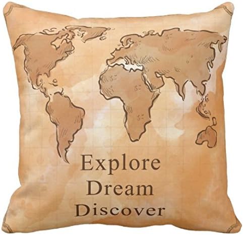 Kissenday 18X18 Inch Explore Dream Discover Inspirational Quote Mark Twain Cotton Polyester Decorative Home Decor Sofa Couch Desk Chair Bedroom Car Birthday Gift Cute Saying Square Throw Pillow Case