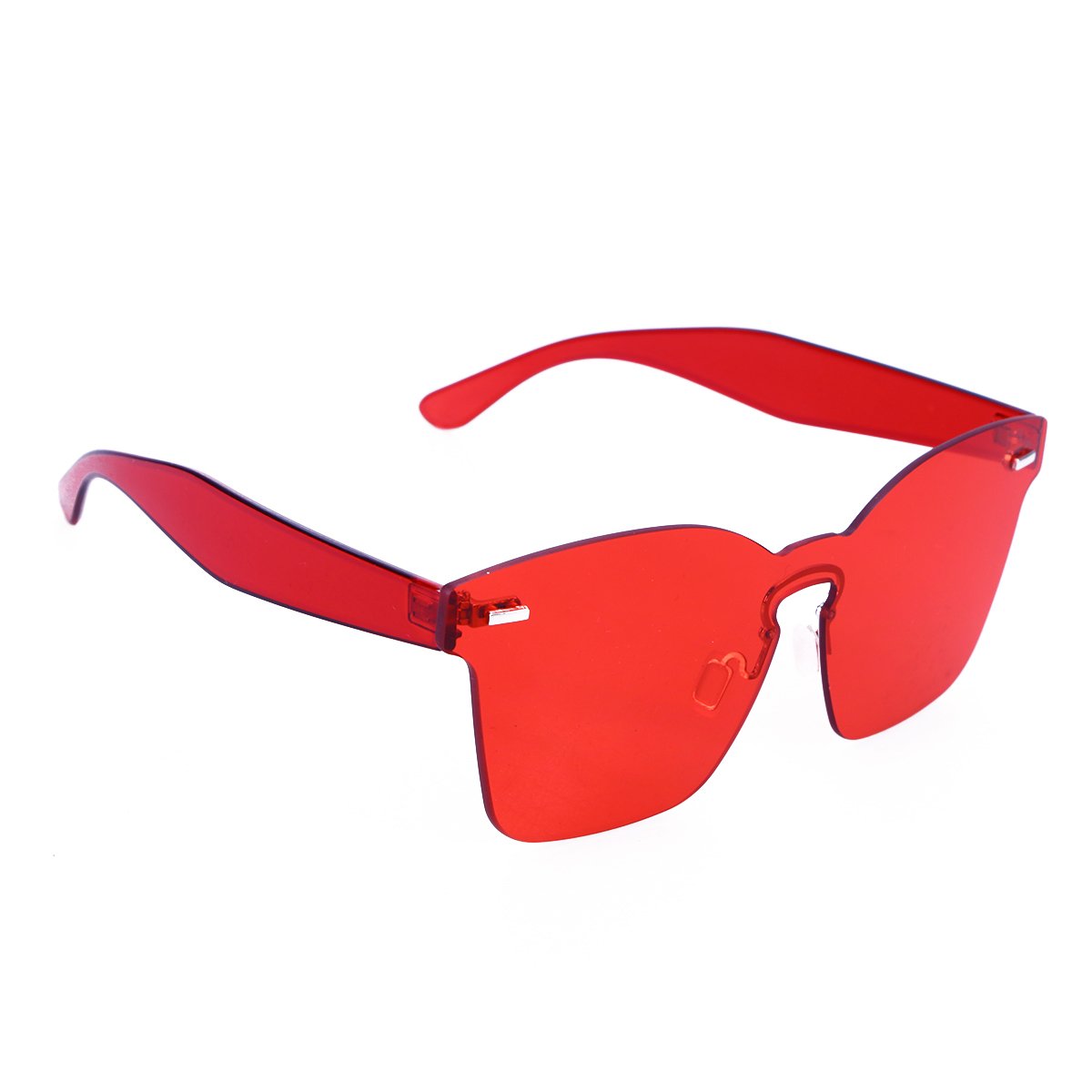 rimless red glasses