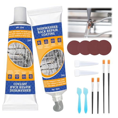 2 x 50ml Masilla Plastico Reparacion para la Reparación de Cestas de Lavavajillas, Reparador Bandejas y Rejillas de Lavavajillas Gris, Pintura Oxido Lavavajillas, Resistente al Calor, Anticorrosión