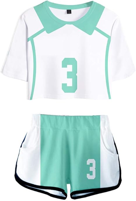 Amazon ハイキュー コスプレ 衣装 ユニフォーム 青城高校 バレーボール部 ジャージ 運動服 アニメキャラクター 3号 花巻貴大 はなまき たかひろ 上下セット 半袖 ショーツ スポーツウェア Cosplay コスチューム 学園祭 文化祭 イベント仮装 コスプレ 仮装 通販