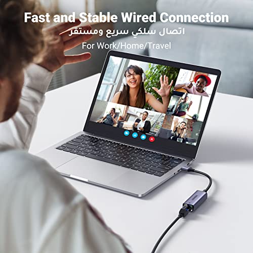 UGREEN USB 3.0 Ethernet Adapter Aluminum, 1000Mbps Gigabit RJ45 LAN Internet Adapter, for Office/Home/Gaming, Compatible with MacBook, iMac, PC, Switch, Surface Pro, Windows, Mac OS/IOS, Linux, Grey