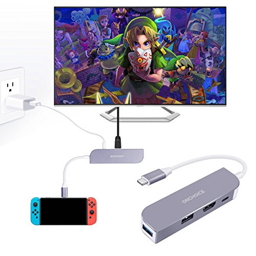 Type C To HDMI Adapter for Nintendo Switch, ONCHOICE Hub 4K+ USB 3.0x2+ USB-C Converter Cable for Samsung Galaxy S8/S8P DEX, MacBook Pro Type C To HDMI Adapter for Nintendo Switch, ONCHOICE Hub 4K+ USB 3.0x2+ USB-C Converter Cable for Samsung Galaxy S8/S8P DEX, MacBook Pro