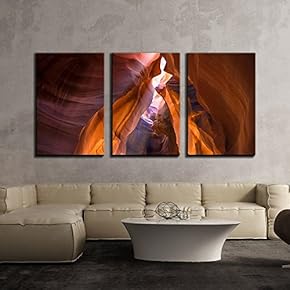 3 Piece Canvas Wall Art - Spectacular Sandstone Scenery - Modern Home Art Stretched and Framed Ready to Hang - 16"x24"x3 Panels