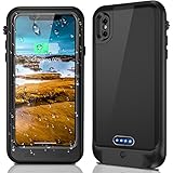 iPhone X Water Resistant Battery Case With Qi Wireless Charging, Temdan 3400mAh Built in 3.5mm Earphone Jack and Screen Protector Rechargeable Power Charger Case Extended Battery Case for iPhone X