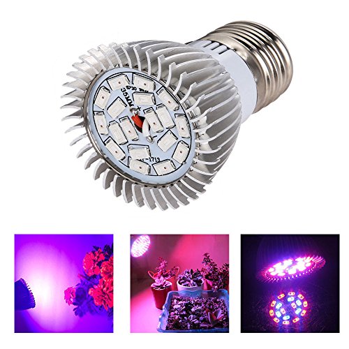 TopYart 18W Full Spectrum E27 LED Grow Light Growing Lamp for Plants
