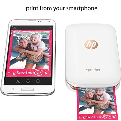 HP Sprocket Photo Printer, Print Social Media Photos on 2x3 Sticky-Backed Paper (White) + Photo Paper (10 Sheets) + USB Cable with Wall Adapter Charger for HP Sprocket Printer + HeroFiber Cloth - Thumbnail 2
