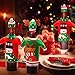 Boao 6 Sets Christmas Wine Bottle Cover and Hats Decoration Handmade Ugly Sweater Knit Wine Bottle Dress Santa Reindeer Snowman for Christmas Holiday Party Decorations
