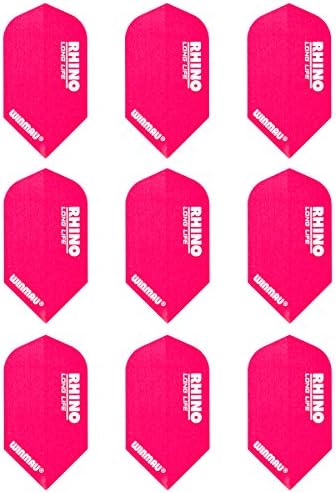 Winmau Rhino Long Life Speed Slim Extra Thick Dart Flights (3 Sets of 3 - 9 Flights) (Pink Rhino)