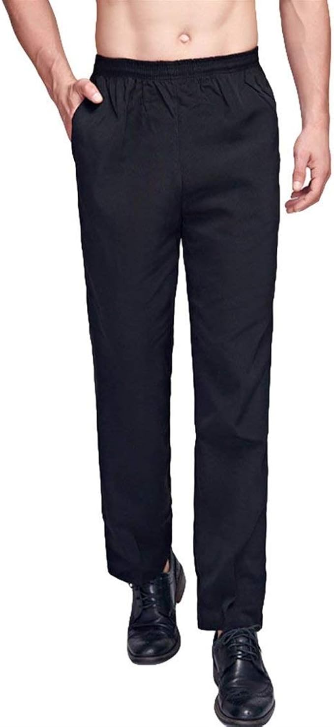 Men's Chef Trousers Elastic Waist Uniform Chef Work Trousers Vintage