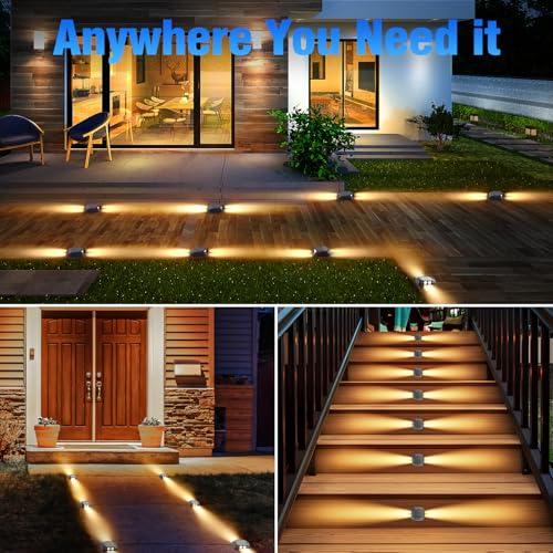 Solar Decking Lights 4 Pack, Warm White Solar Ground Light IP65 Waterproof, Pressure Resistant 3 Tons Driveway Lights for Stair Garden Step Pathway Walkway Patio Front Door,4packs