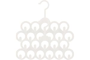 DOITOOL 2pcs White Plastic Multi-Hole Tie and Belt Hangers Space Saving Closet Organizer for Bathroom and