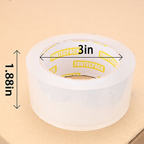 Funtecpack Heavy Duty Clear Packing Tape with 60 Yards x 1.88 Inches Commercial Grade 2.7 Mil Thick for Moving Packaging Shipping Office and Storage (Pack of 12)