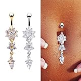 Clearance! WILLTOO Crystal Ring Body Dangle Ball Barbell Bar Belly Button Navel Ring