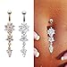 WILLTOO Crystal Ring Body Dangle Ball Barbell Bar Belly Button Navel Ring (Gold) …