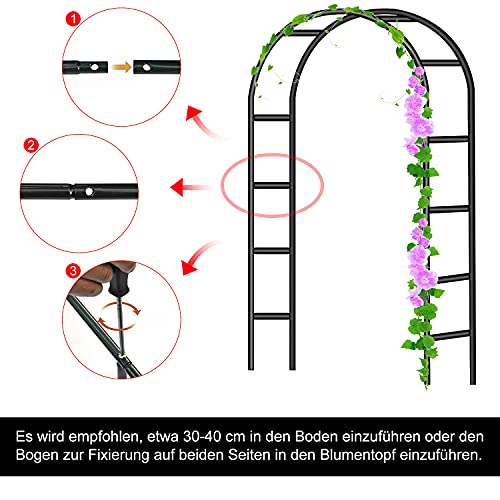 EXLECO Rosenbogen 240x140x38cm Gartenbogen Metall Stahlrahmen Pavillongestell Torbogen Garten für Kletterpflanzen… – Bild 5