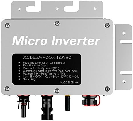 300 Watts DC22-50V to 120V/230Vac MPPT IP65 Waterproof Solar Grid Tie Micro Smart Inverter WVC-300 (433MHz Wireless) for 300W 36V Home Solar Panel System (110/120V)
