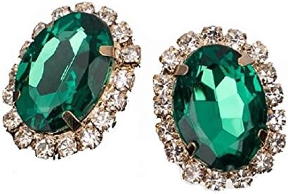MDeeLuv Enchanting Crystal Gem Austrian Oval Shape Stud Earrings For Women In Sparkling Teal/Green