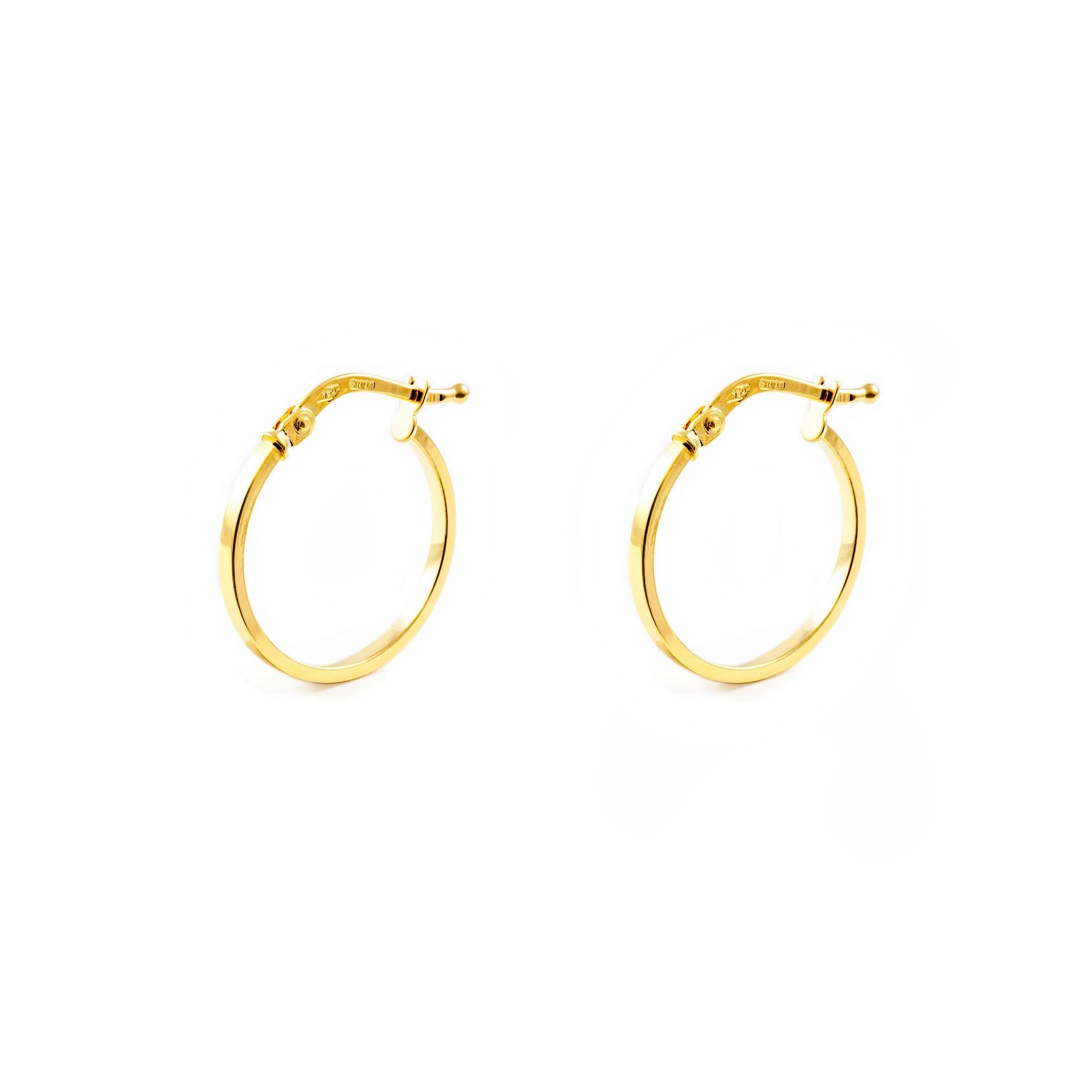 18ct Yellow Gold hoop Earrings 17x1.5 mm