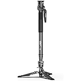 COMAN One-Click Lifting Carbon Fiber Monopod, M1 Pro Camera Monopod with Feet, 65'' Lightweight Travel Tripod with Quick Release Foot Lock for Camera, DSLR, Camcorder, Max Load 44lbs / 20kg (M1Pro)