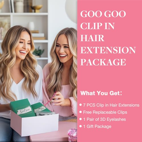 GOO GOO Clip in Hair Extensions, 50 cm 120 g 7 Pieces, 1B Natural Black, Clip in Human Hair, Remy Human Natural Clip in Hair Extensions