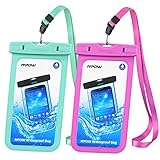 Mpow Universal Waterproof Case, IPX8 Waterproof Phone Pouch Dry Bag Compatible for iPhone X/8/8plus/7/7plus/6s/6/6s Plus Galaxy s8/s7 Google Pixel HTC10 (Blue+Pink 2-Pack)
