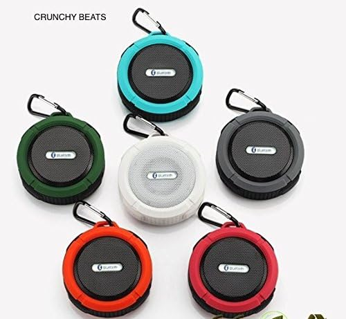 Crunchy Beats: Water-resistant, Wireless, Bluetooth Speaker with Suction Cup attachment. NEW Speaker phone function - Incoming/Outgoing ability. Durable, long battery life. (BLACK)