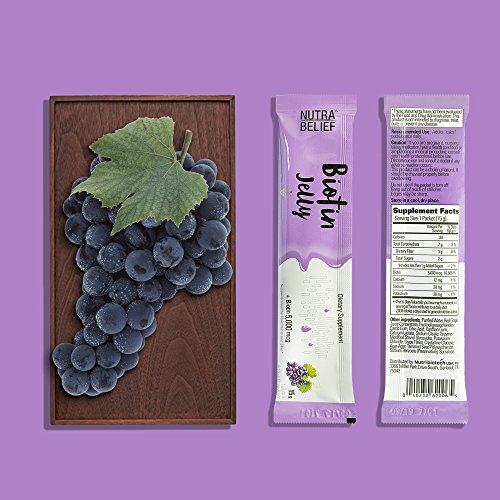 image for NUTRABELIEF Biotin Jelly for Hair Skin Nails - 5000 mcg of Grape Flavo
