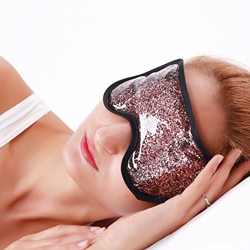 Gel Eye Mask Eye Cooling Mask for Puffy Eyes, Soft Eye Ice Pack Reusable Cold Sleep Mask with Plush for Headaches, Dry Eyes - Rosegold