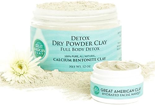 Calcium Bentonite Clay Detox Cleanse - Detox Powder for Weight Loss, Liver & Colon - Food Grade safe for daily internal use or a Healing Clay Face Mask 12 oz - by Great American Clay