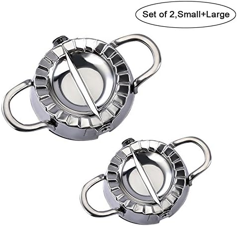 zoelia Pastry Tools Stainless Steel Dumpling Maker Pie Ravioli Dumpling Mould Kitchen Accessories, Dough Cutter (Large9.5 + Small7.5cm)