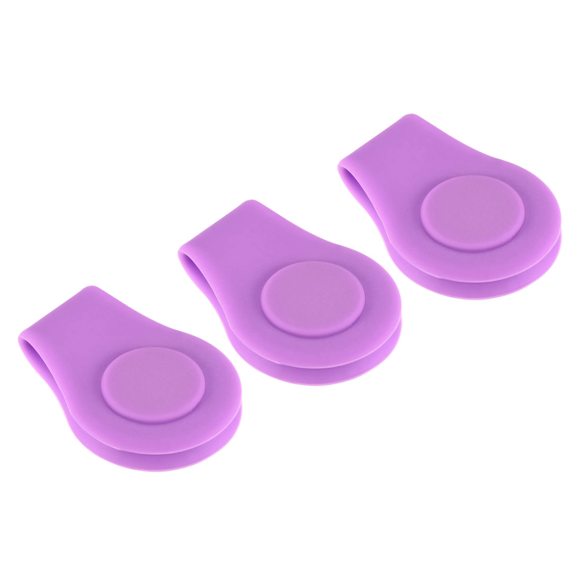 PATIKIL Golf Hat Clip, 3 Pack Silicone Cap Clamp with Magnetic Removable Ball Marker Holder for Golfer Women Men, Purple