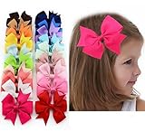 Danyoun 20Pcs 3'' Bowknot Hairpin Headdress Grosgrain Ribbon Pinwheel Boutique Hair Bows Clips, Alligator Clip Ribbon Headbands for Baby Girls Teens Toddlers Kids Children
