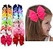 Danyoun 20Pcs 3'' Bowknot Hairpin Headdress Grosgrain Ribbon Pinwheel Boutique Hair Bows Clips, Alligator Clip Ribbon Headbands for Baby Girls Teens Toddlers Kids Children