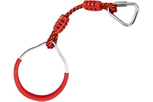 HOKILANDS Playground Backyard Play Sets Hanging Ninja Monkey Bars Trapeze Swing Bars Climbing Ring for Kids Adult Man, Jungle Gym Slackline Ninja Warrior Training Equipment Ninja Gymnastic Rings (1 Red)